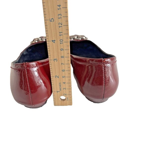 MIU MIU Burgundy Patent Leather Ballet Flats Silver Buckle Accent Women's Sz 40 - Picture 7 of 16